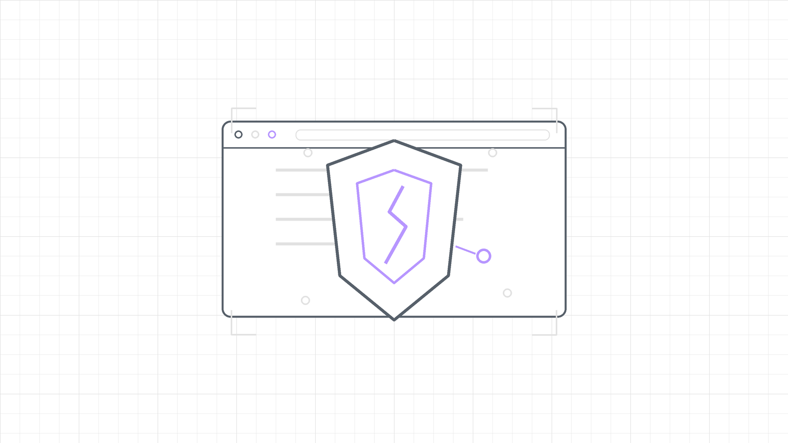 Represent proxy anonymity risks with a simple proxy shield and browser window, emphasizing that privacy can fail through leaks or user mistakes.